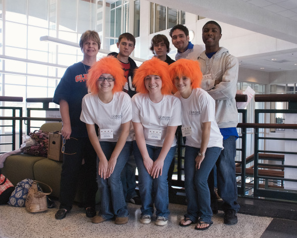 A group of students poses